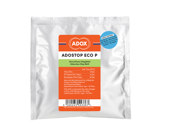 Adox Adostop ECO P Geruchloses Stoppbad mit Indikator Pulver für 5L Arbeitslösung